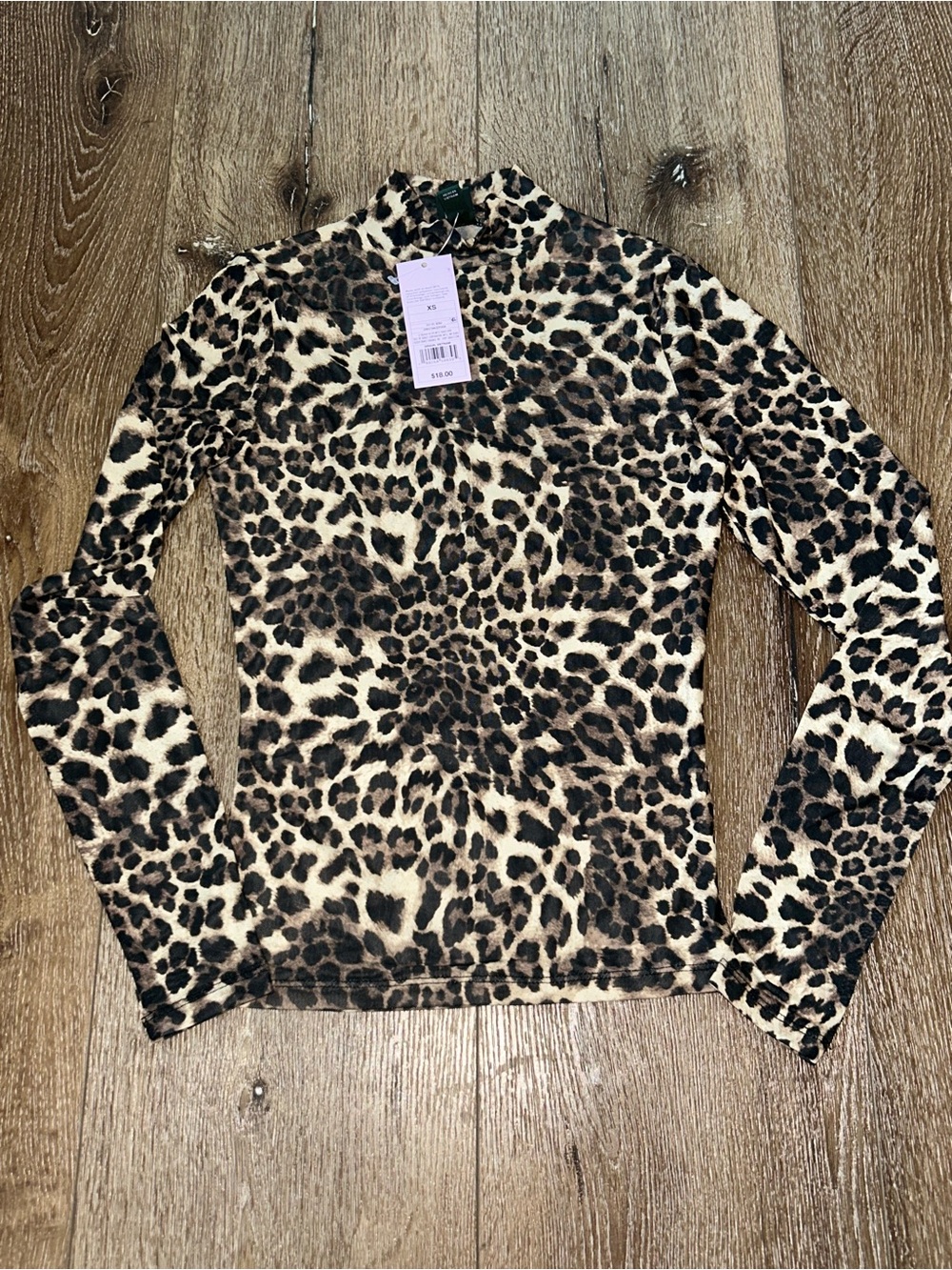 wild fable Leopard Print Long-Sleeve Top — Brown Black Cream